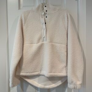 SO White Fleece Jacket with Button Accents, Hood and Front Pockets - NWOT